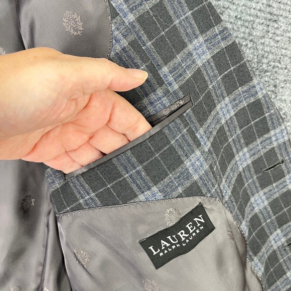 Lauren Ralph Lauren 2 Button Blazer 50 Windowpane Overcheck Tailored Sport Coat - Picture 7 of 16